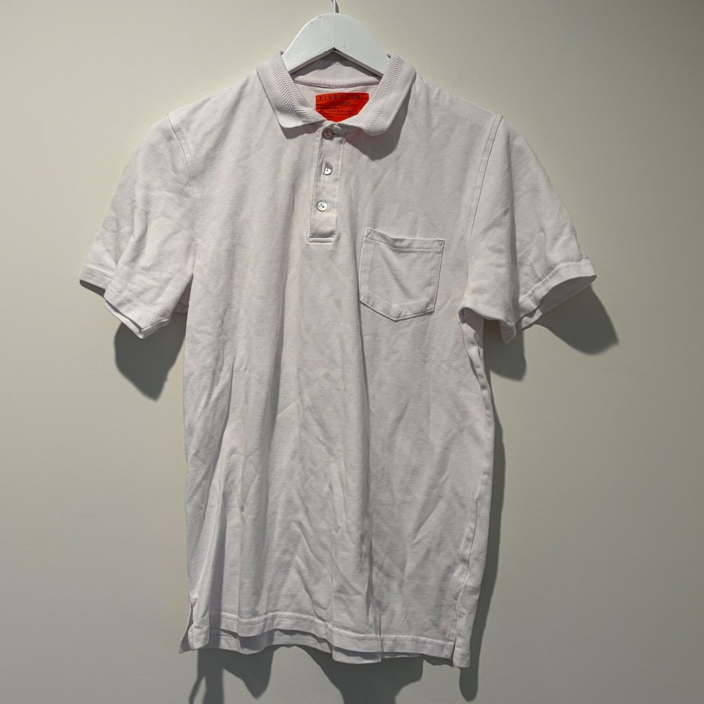 Five Four x Mark McNairy Mens White Cotton Pique Short Sleeve Polo Shirt Small
